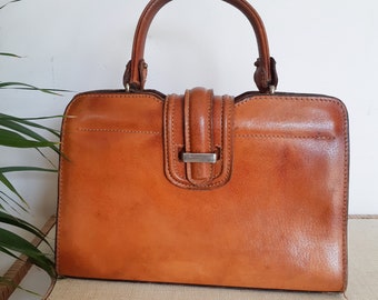 Sac à main , en cuir , vintage , années 50