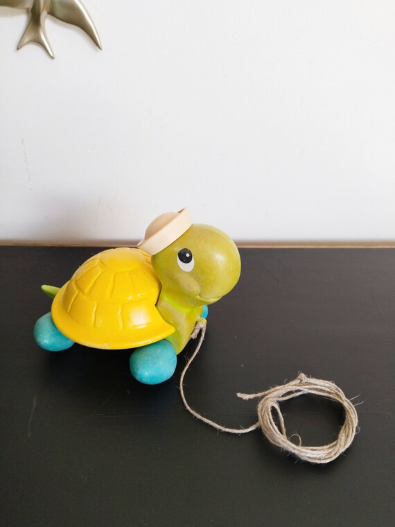 Vintage Fisher Price Pull Along Turtle 1977 Etsy Canada