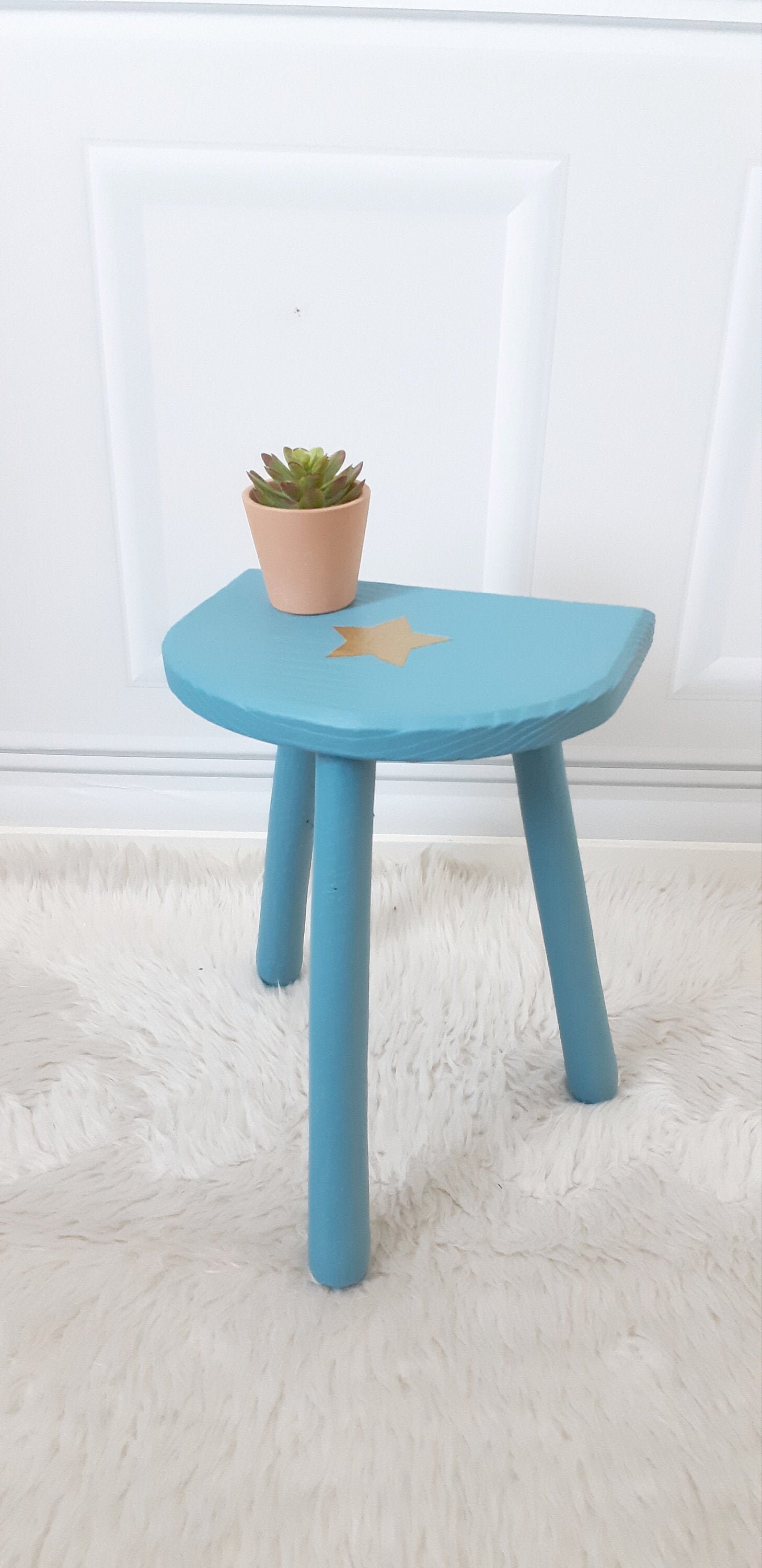 Tabouret de Ferme Vintage Tripode, Chevet, Porte Plantes