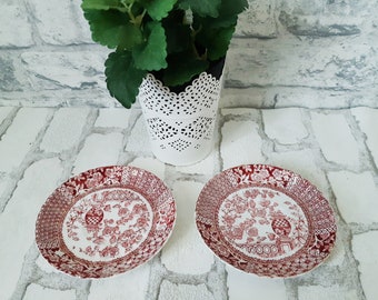 Sous tasses  en porcelaine  anglaise " blairs china england , vintage, motif rouge et or ,