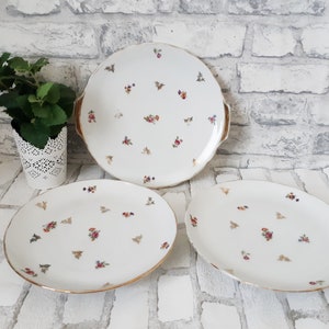 Dessert dishes, Limoges porcelain, antique French, 1950s