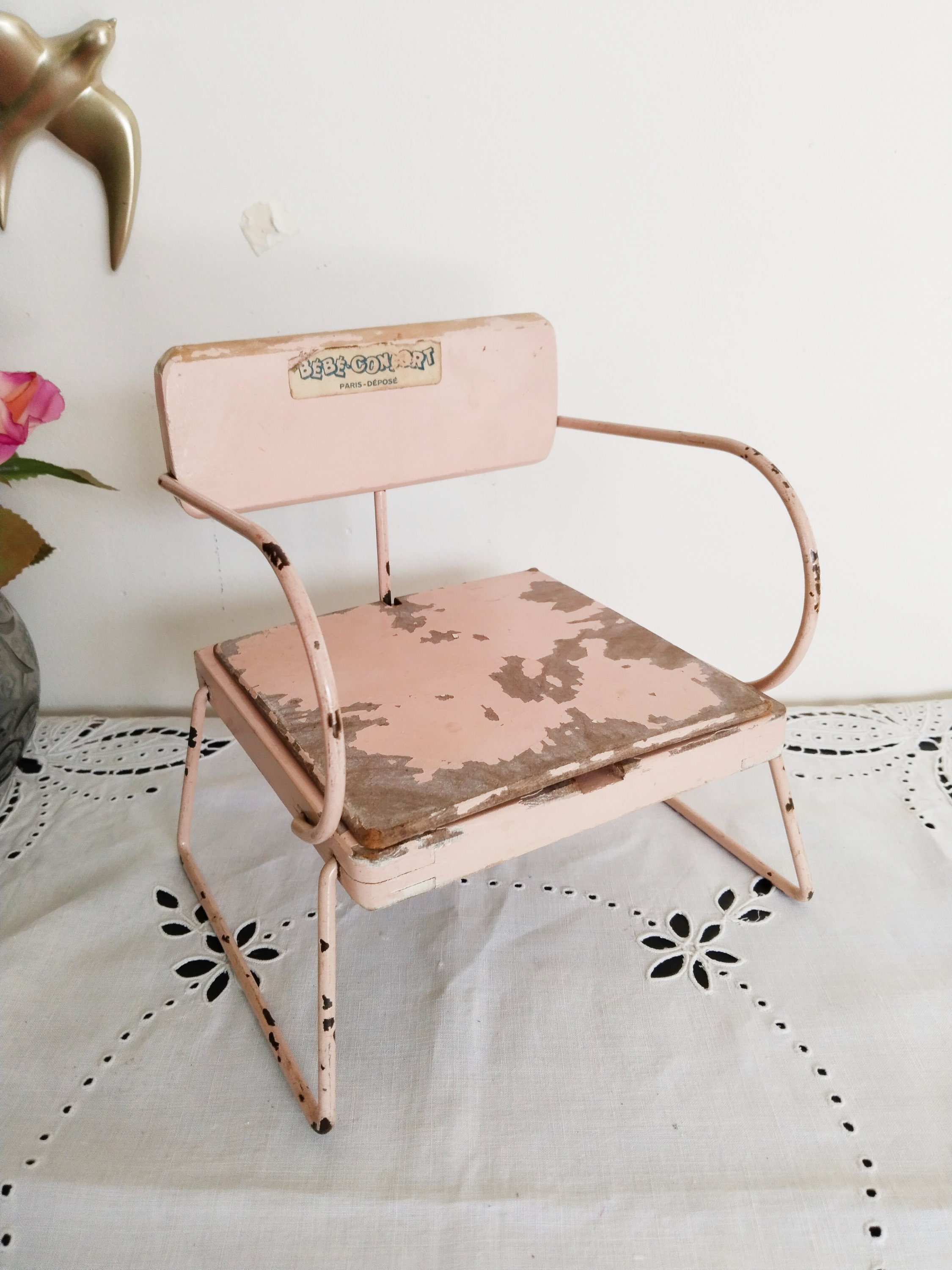Chaise Pot De Chambre Pour Poupée Bébé - Accessoire Vintage En Bois, Occasion, Pour Maison De Poupée Ou Jouet