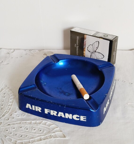 エールフランスの青いアルミ製広告用灰皿、ヴィンテージフランス
