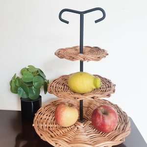 Vintage rattan fruit or cheese holder, 1950s