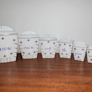 Lunéville KG earthenware spice pots, half porcelain, made in France, vintage, 1950s