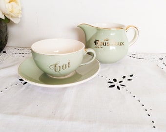 Nous Deux tea/coffee service, Villeroy and Boch, green and gold