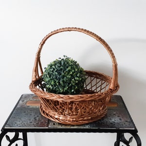 Basket, rattan/wicker basket, vintage French