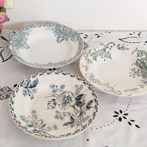 Lot de 3 Assiettes creuses en faïence Terre de Fer  , vintage français , années 50