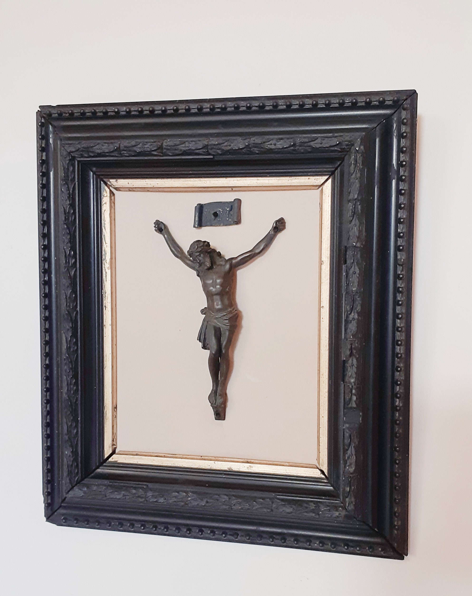 Tableau Crucifix Style Napoléon Iii , Vintage, Antique Français