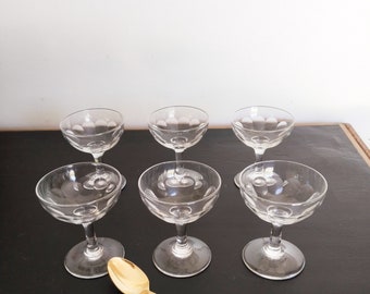 6 coupes à champagne en cristal , vintage français