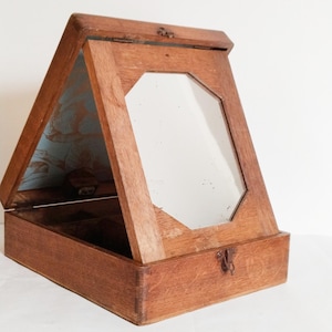 Antique box, dressing table, shaving box, waxed wooden box, French vintage, jewelry box