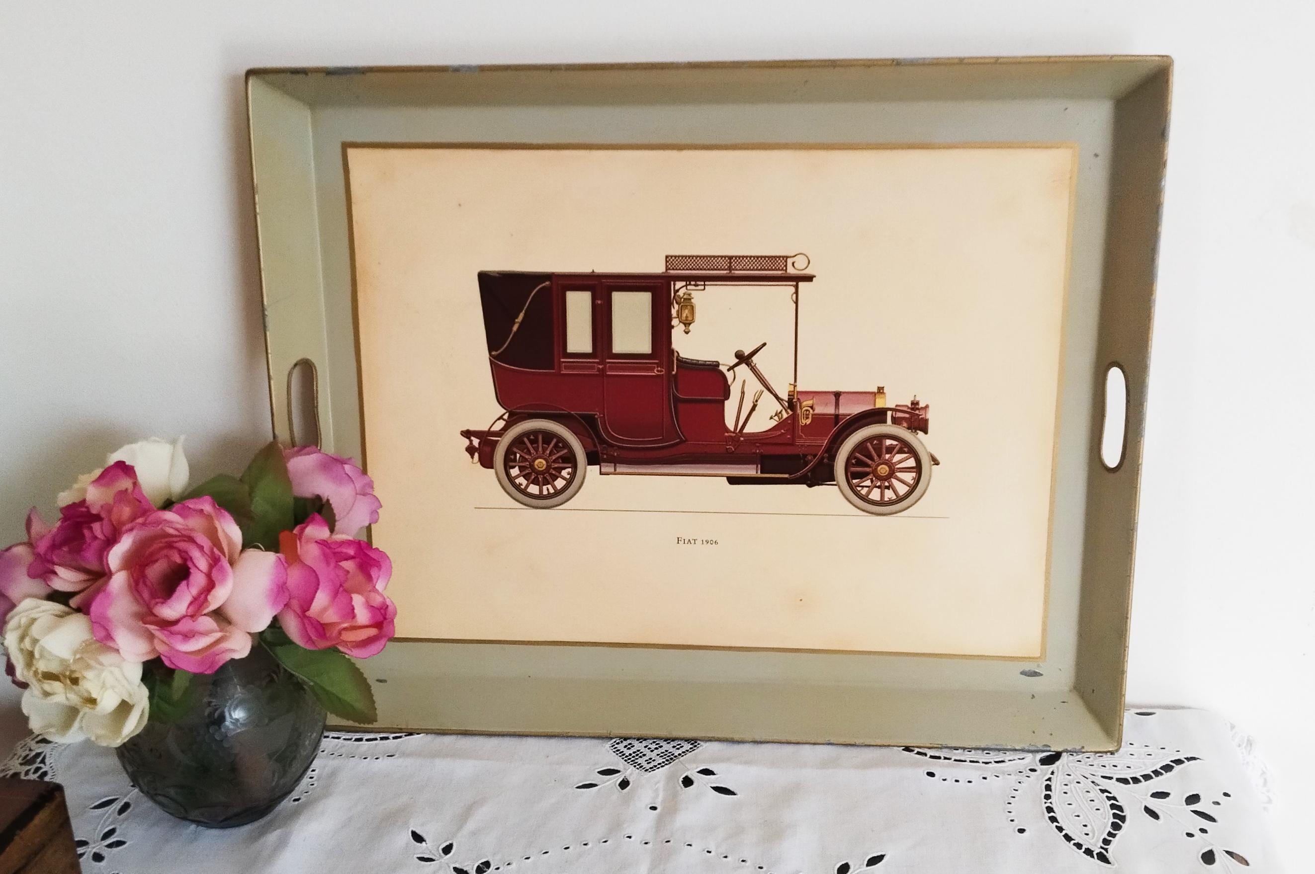 Voiture Ancienne En Tôle - Taxi Fer - Vintage Multicolore - 34cm - Neuve