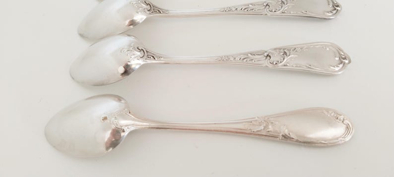 Vintage French silver dessert spoons image 7