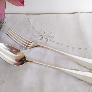 Vintage French silver cutlery set, 1 fork and 1 spoon, J Casses et compagnie