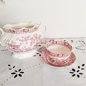 Antique English porcelain coffee cup and sugar bowl