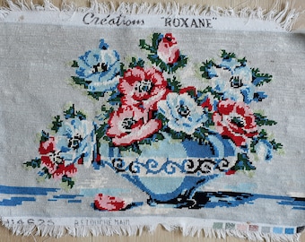 Tapestry, canvas, tapestry, crosstitch, embroidery, anemone flowers