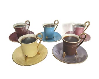 Lot 2 tasses à café Geneviève Lethu vert d'eau - Arts de la table Lot 2 tasses à café Geneviève Lethu vert d'eau - Arts de la table