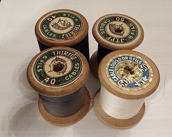 Set of 4 wooden spools of wire Thiriez