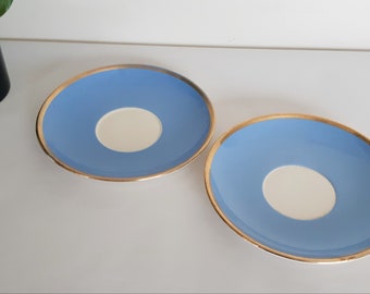 Sous tasses bleues  " Villeroy et Boch "  , en porcelaine