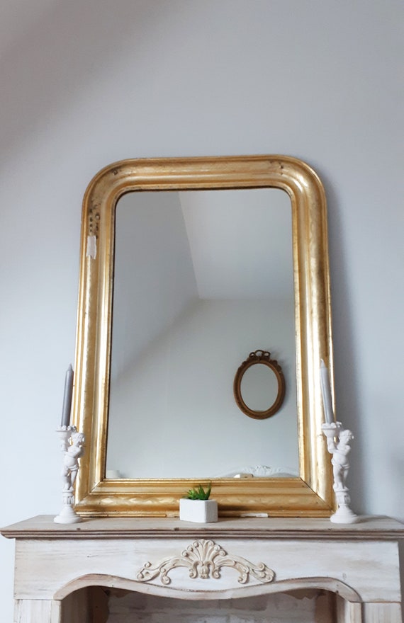 Antique French Silverleaf Louis Philippe Mirror with Giltwood