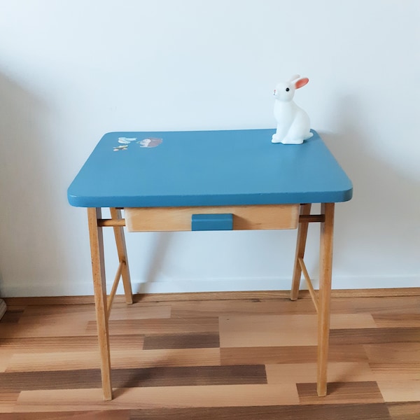 Bureau d'école enfant style Baumann, pieds compas , vintage, années 60