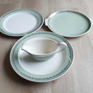 Servizio da tavola Villeroy e Boch, terracotta bianca e verde, Mettlach, Francia Saar