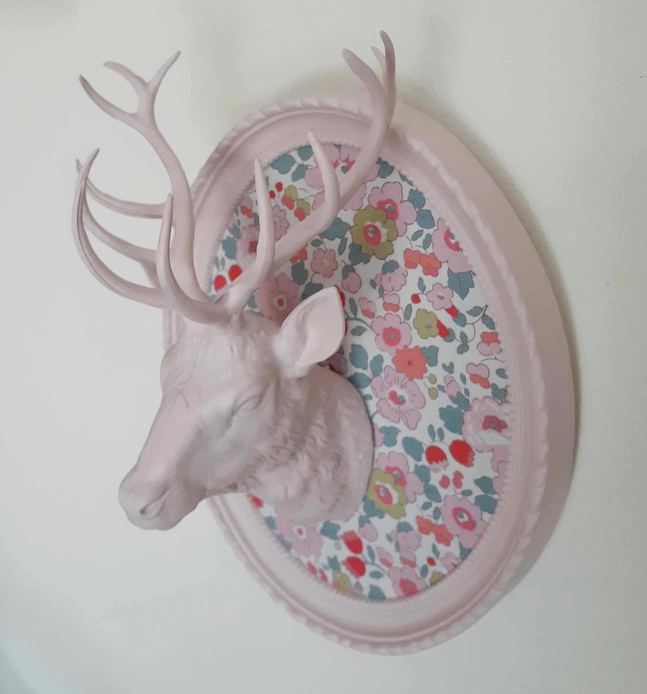 Tête De Cerf Factice En Tissu – Décoration Murale – Fait Main – Style Nature