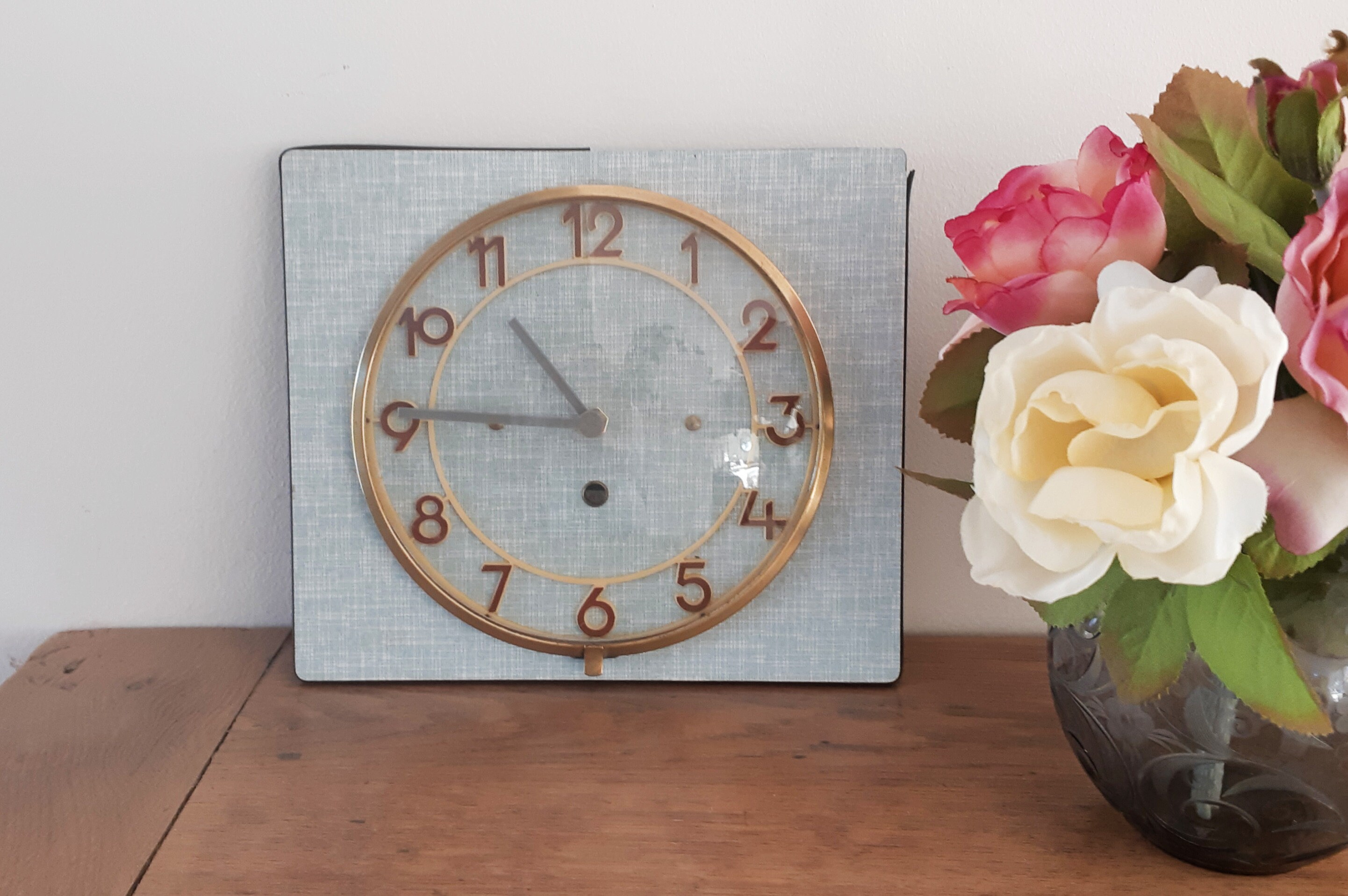 Pendule en Formica , Vintage , Années 50, Fonctionnelle