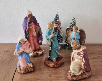 Anciens santons DEVINEAU 10 cm à rénover - Marie et Joseph - Label Emmaüs