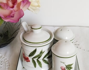 Apilco Porcelain Salt, Pepper and Mustard Pot Set for Yves