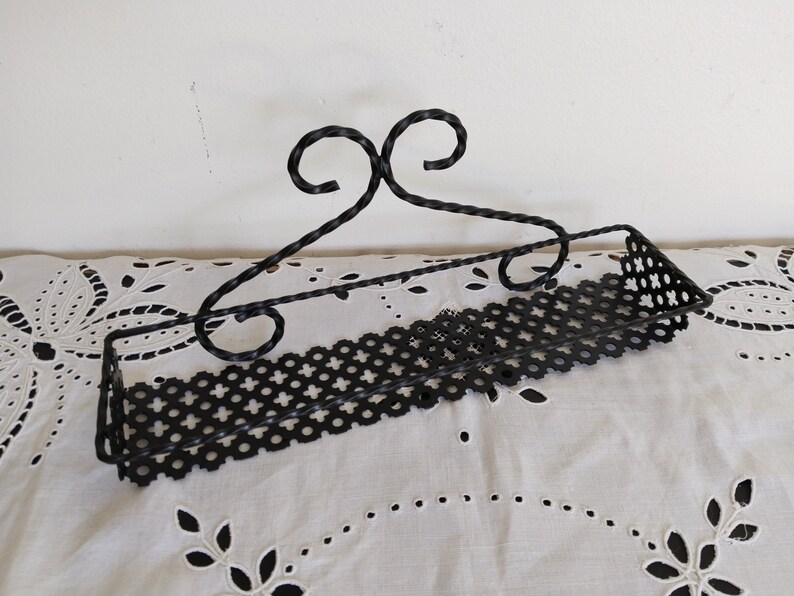 Spice rack in black openwork metal, Mategot style image 2