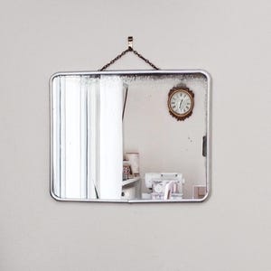 Barber mirror 30 cm x 25 cm, vintage French, 50s, hairdresser mirror