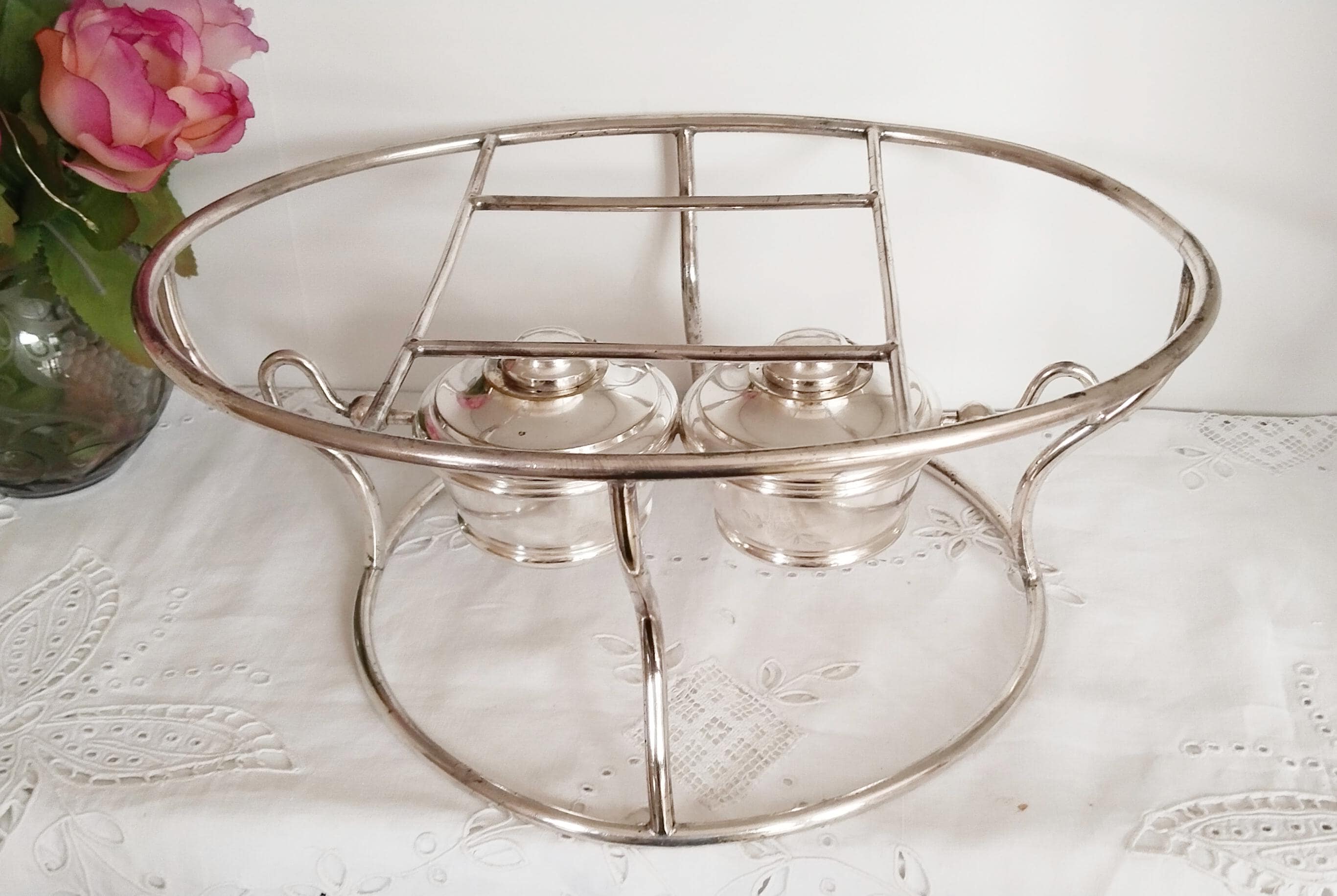 Chauffe-plat en métal argenté époque début 20ème, complet avec son réchaud | les brocanteurs