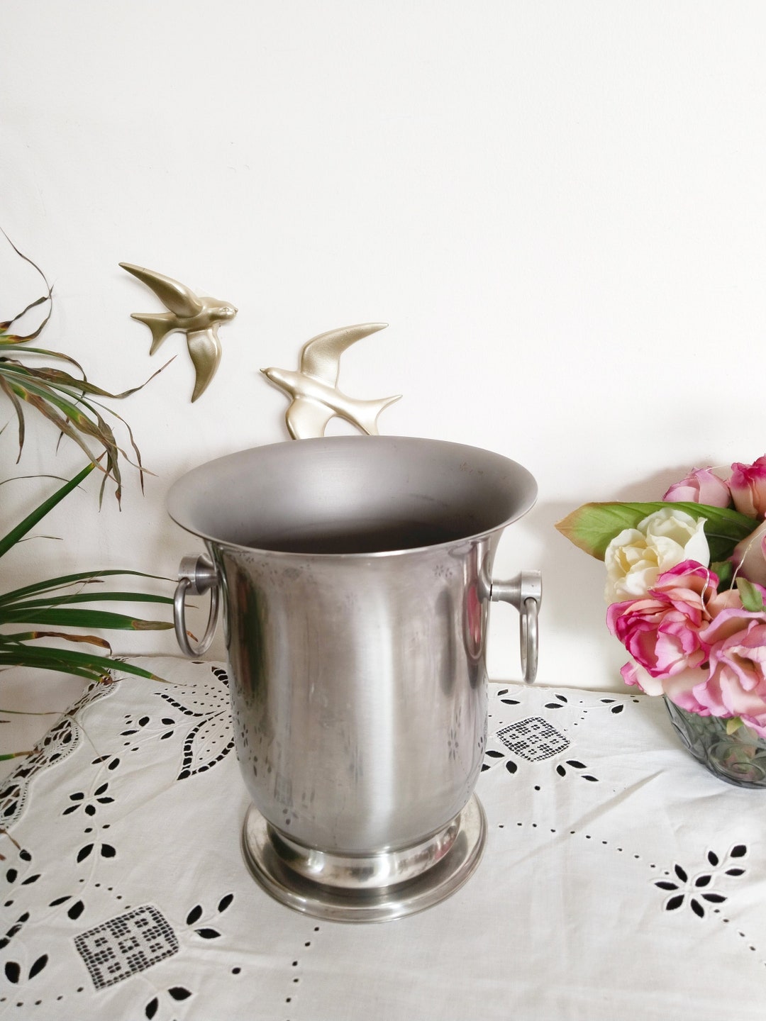Seau à Glace Jean Couzon – Inox, Made In France, Art Déco, Avec Poignée (occasion)
