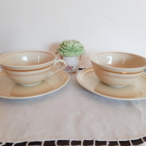 Sarreguemines porcelain teacups, vintage French, 1950s