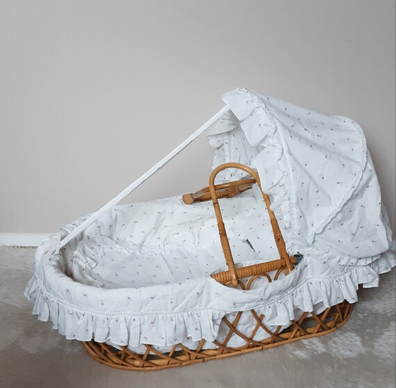 Berceau Couffin En Rotin Lit Bebe Vintage Annees 50 Etsy France