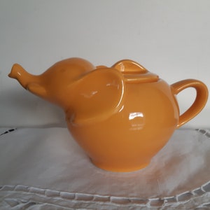 Saffron yellow Elephant teapot, vintage French