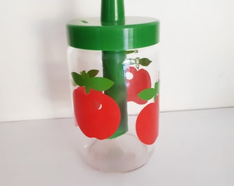 Henkel pouring jar for sugar, red and green, vintage French