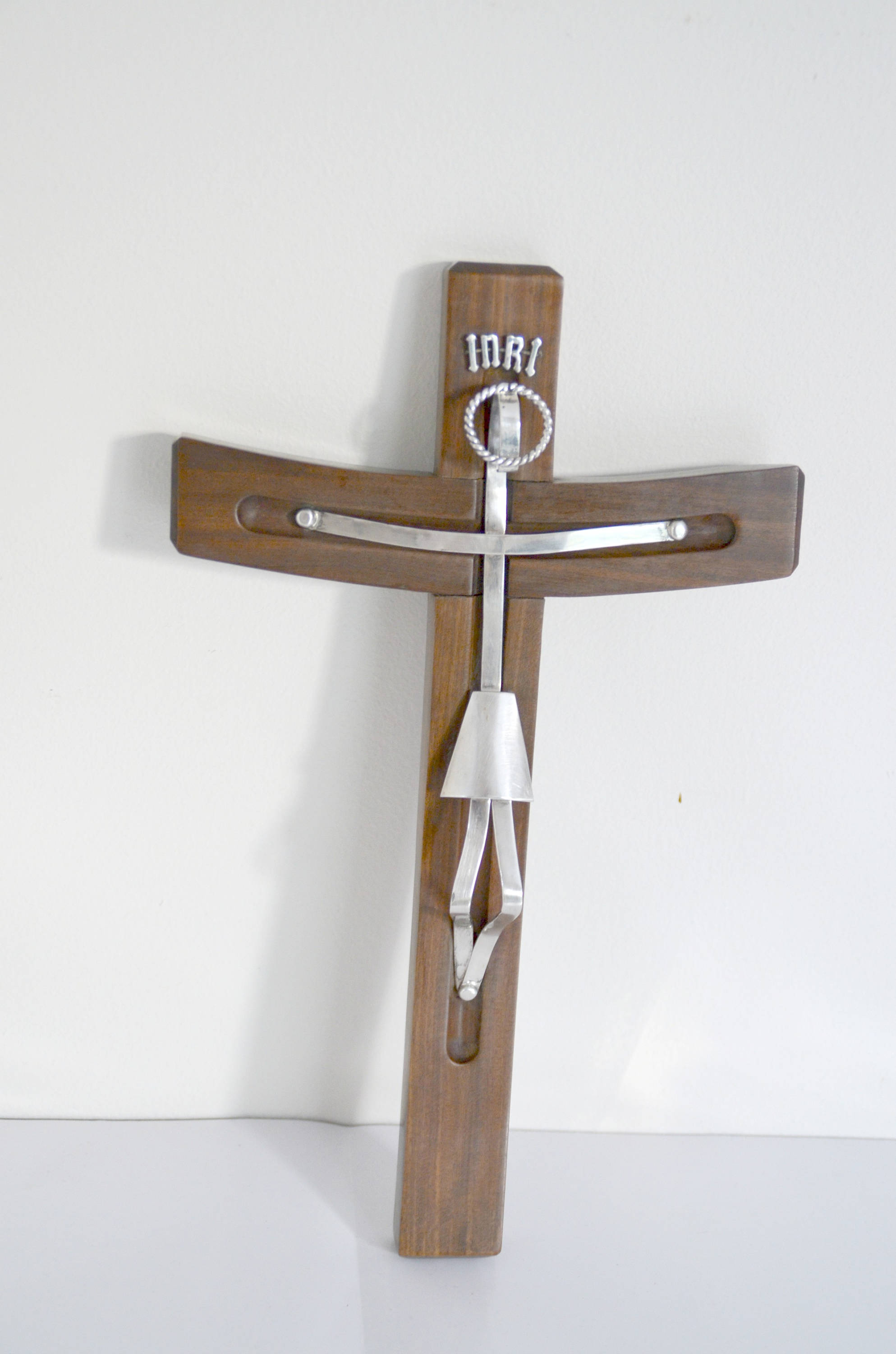 Croix, Crucifix en Bois d'olivier , Christ Argent Cross French ,