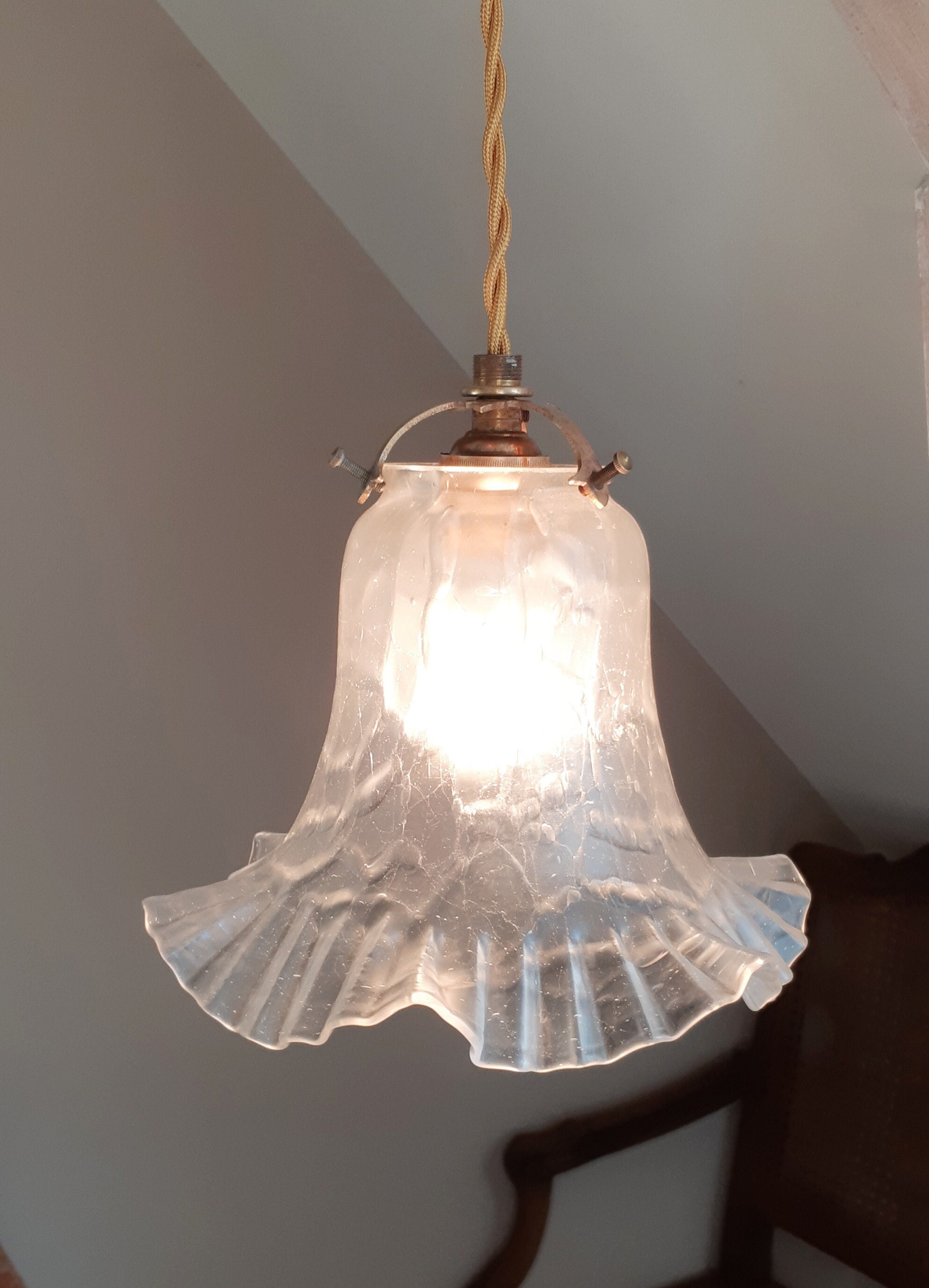 Lampe Baladeuse Luminaire Vintage en Verre , Forme Tulipe