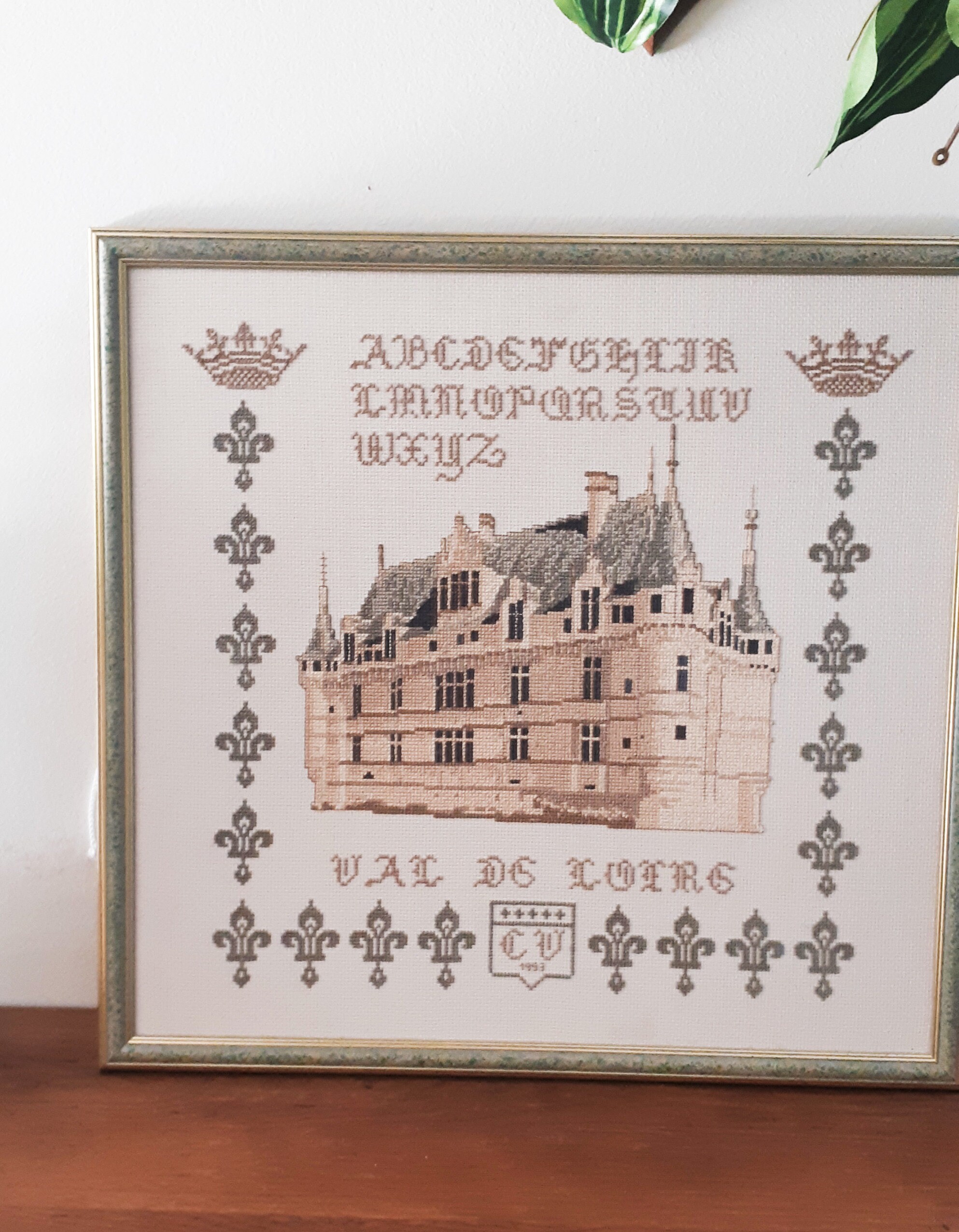 Tableau Brodé Canevas, Tapisserie, Chateau Azay Le Rideau , France, Vintage