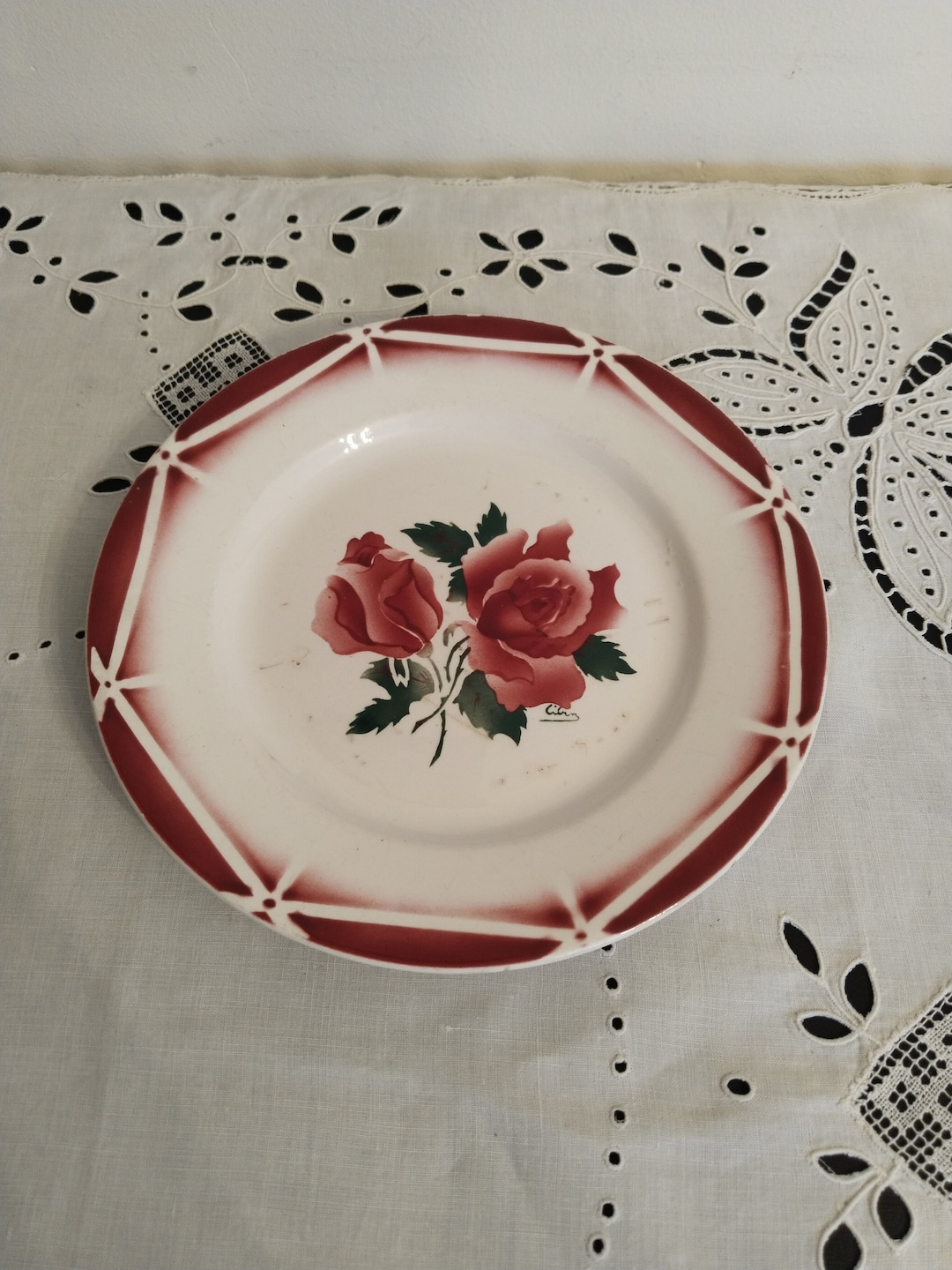 Sarreguemines Earthenware Dinner Plate, Digoin, Cibon Pattern - Etsy