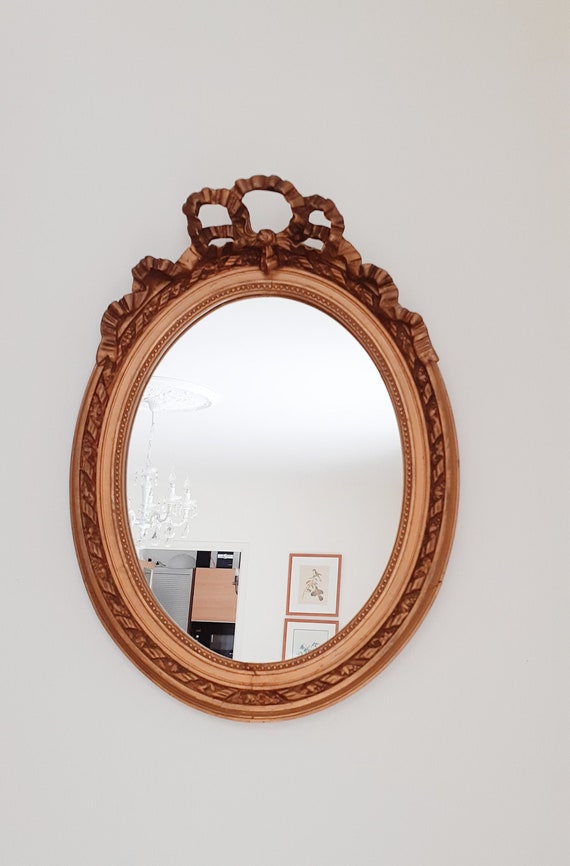 Louis Xv Gold Oval Mirror With Knot Vintage French 55 Cm X Louis Xv Gold Oval Mirror With Knot
