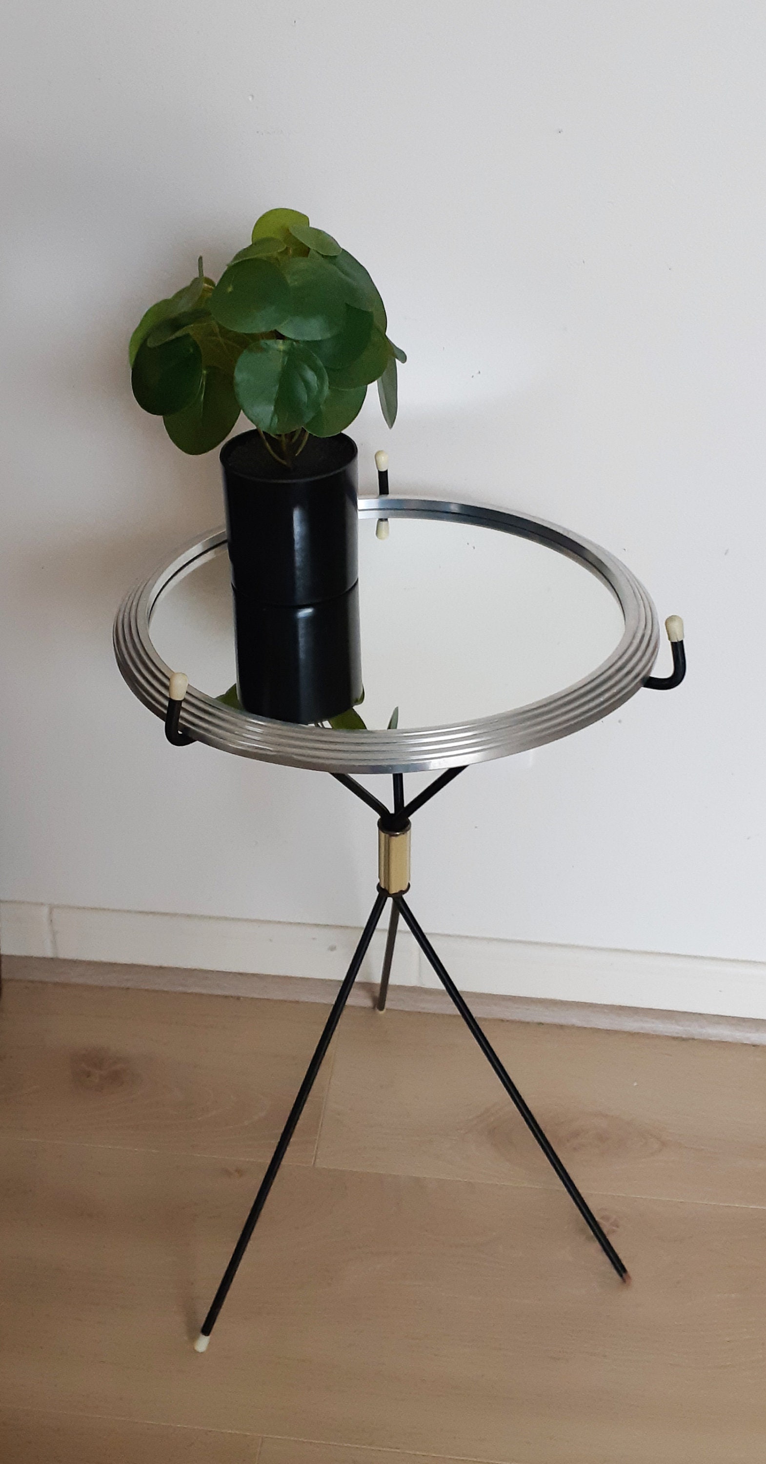 Table Pliante Ronde , Miroir Vintage