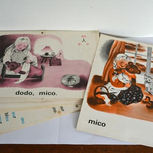 Manifesti scolastici vintage (25), metodo di lettura “Mico”, anni '70