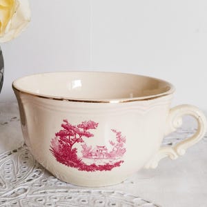 Digoin Sarreguemines pink tea/coffee cup, vintage, 1950s