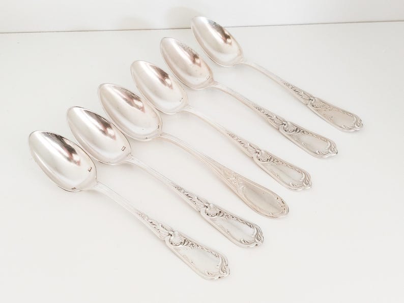 Vintage French silver dessert spoons image 1