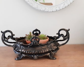 Table planter, in black and gold patinated regula, with basin, vintage French