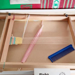 Kit Complet De Métier à Tisser En Bois Pour Débutants - Cadre 40x27cm Avec Fils Colorés Et Peigne