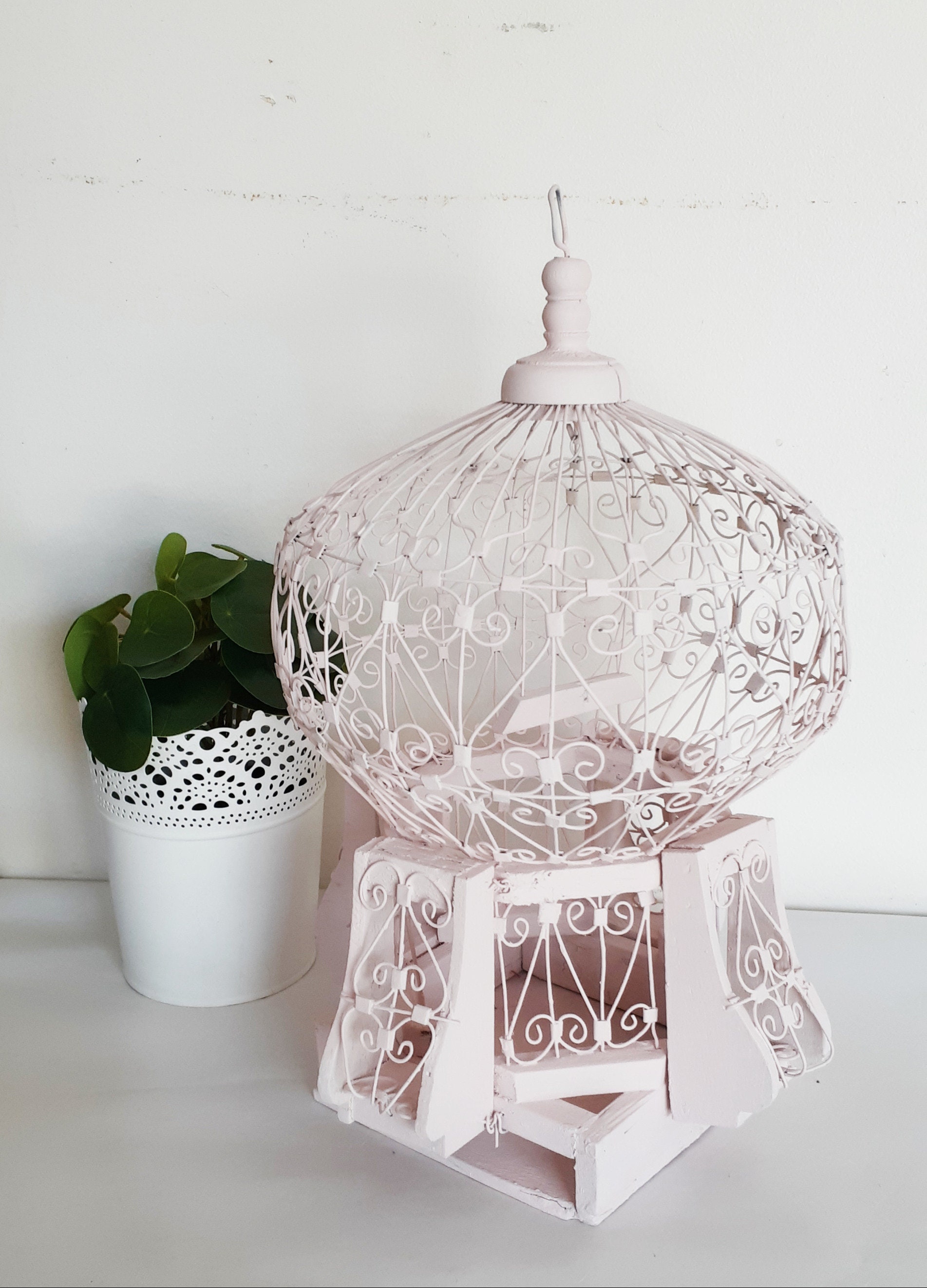 Cage , Volière Décorative Rose, Vintage Français